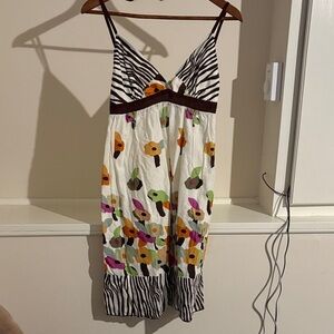 Vibrant Floral Zebra Print Mini Dress